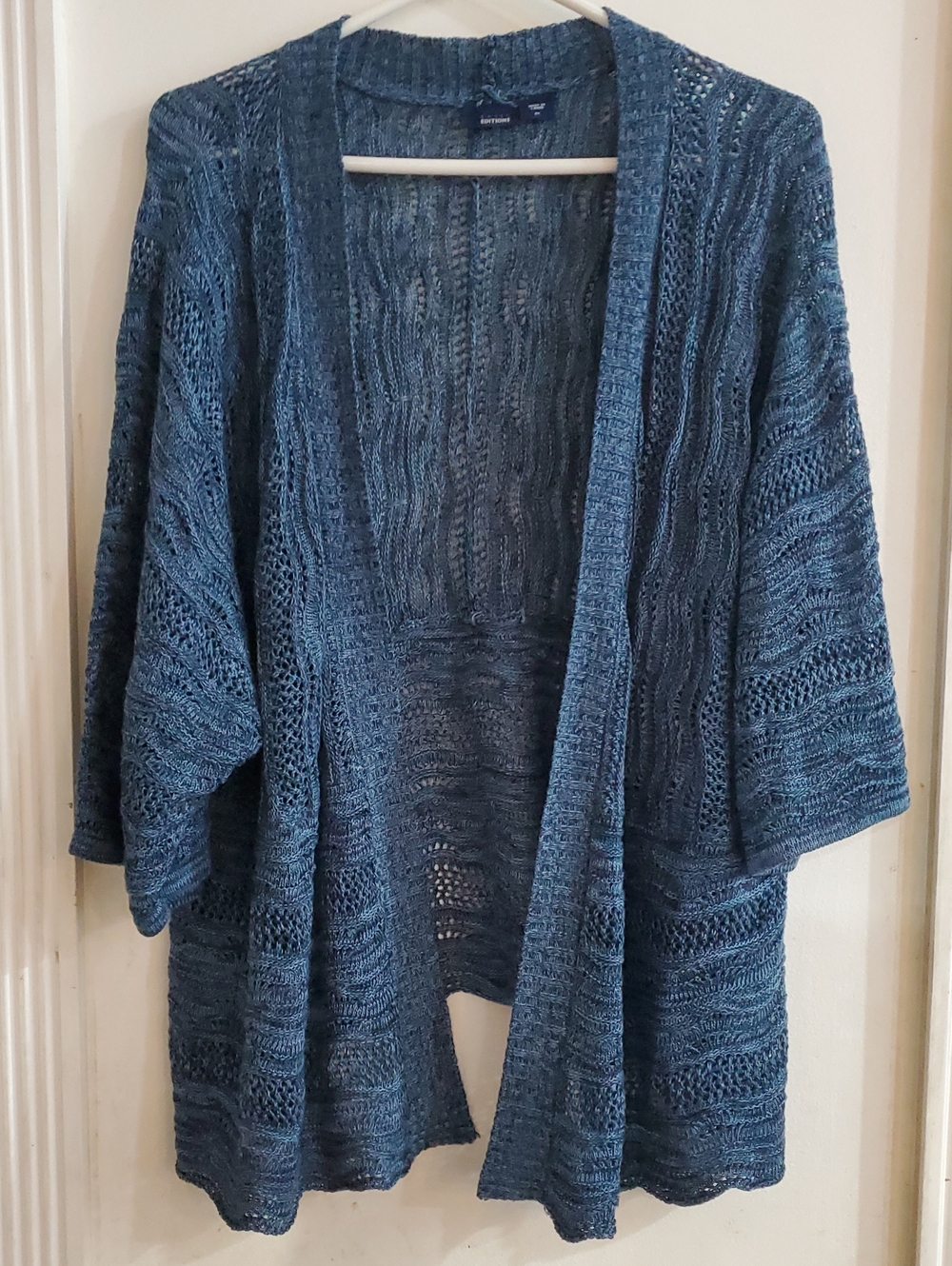 Open Knit Cardigan Blue 2X